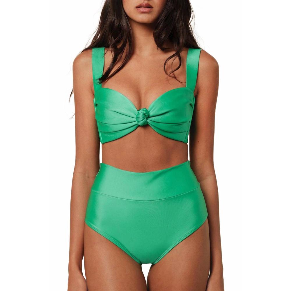 NEW MONTCE added coverage high rise bikini bottom in emerald shimmer